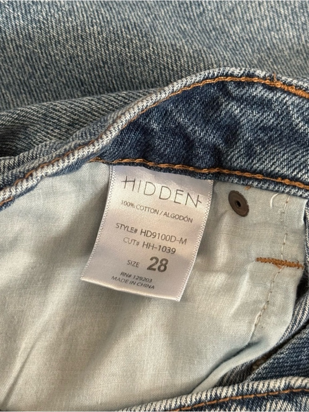 HIDDEN High Rise Straight Leg Jeans 100% Cotton Medium Wash Size 28 - Picture 7 of 7